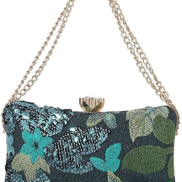 Elegant Floral Embroidery Sequin Evening Clutch Bag for Women - Multi-Occasion, - Picture 1 of 7